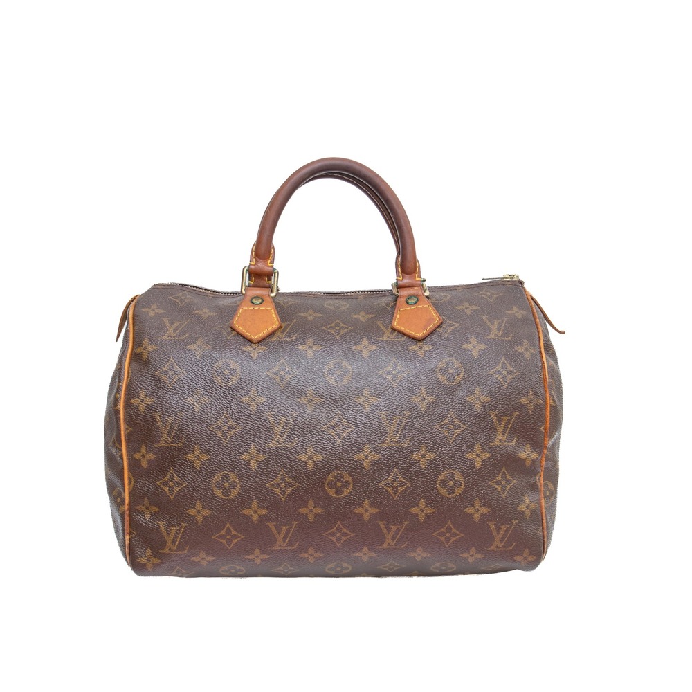 Louis Vuitton Speedy 30 Monogram Canvas Vintage Top Handle Bag Brown